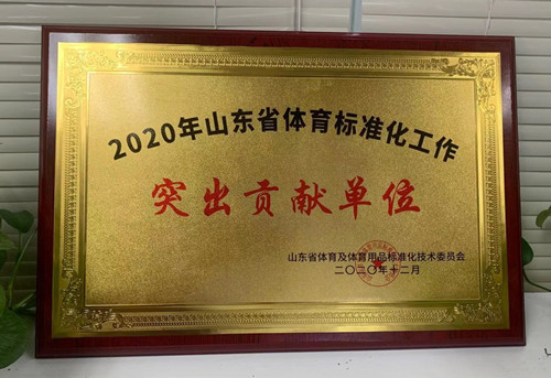 恭喜JN江南体育官方网站体育荣获山东省体育及体育用品标准化技术委员会授予“突出贡献单位”荣誉称号